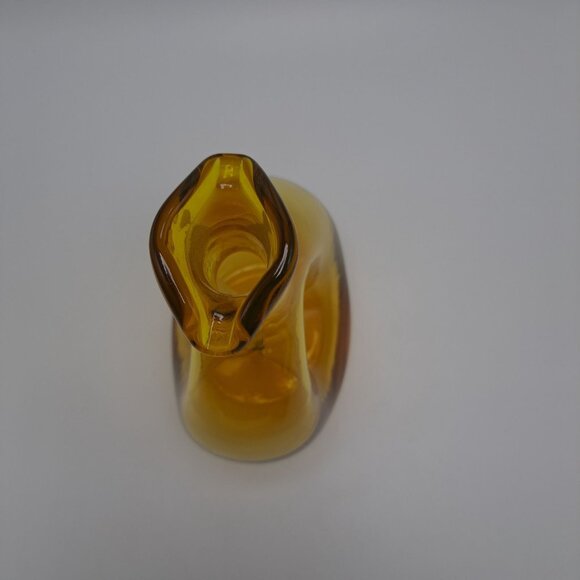 Vintage Bischoff Gold Blown Glass Donut Pinched Decanter - Picture 8 of 10
